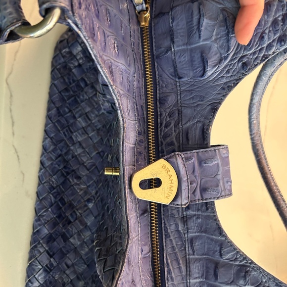 Brahmin Elegant Ltd Edition Retired Light Blue Tramer Glossy Hand Woven Leather - Picture 8 of 8